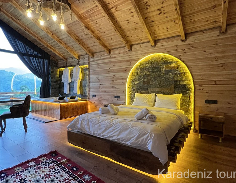 Rize Bungalov: Jakuzili & Şömineli Black Sea Suit - Zirvedekal