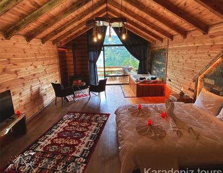 Rize Bungalov: Jakuzili & Şömineli Hemshin Suit - Zirvedekal