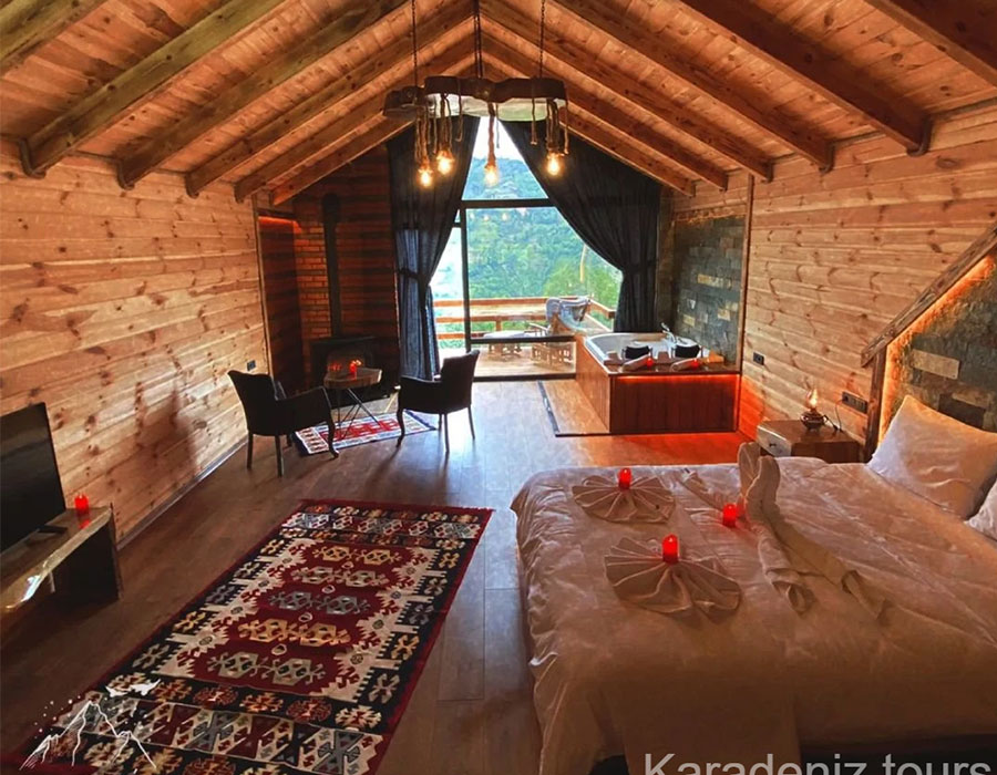 Rize Bungalov: Jakuzili & Şömineli Hemshin Suit - Zirvedekal