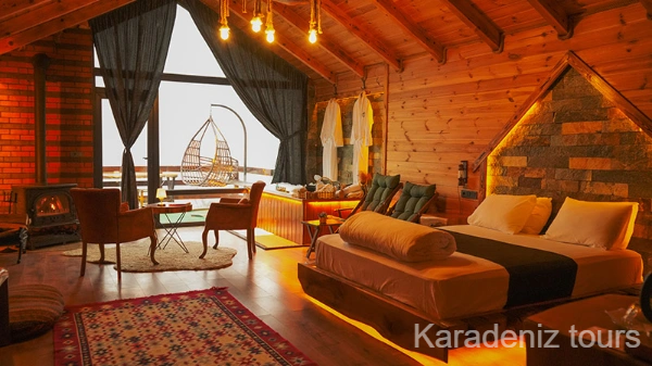 Rize Bungalov: Jakuzili & Şömineli Hemshin Suit - Zirvedekal