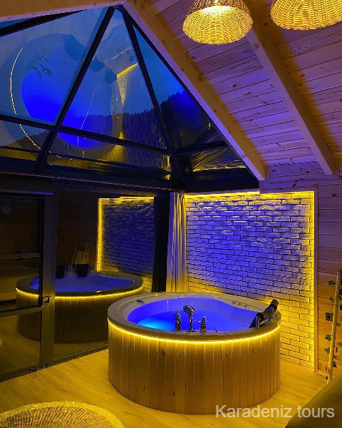 Rize Bungalov: Şömineli & Cam Tavanlı Bungalov - Taşmahal