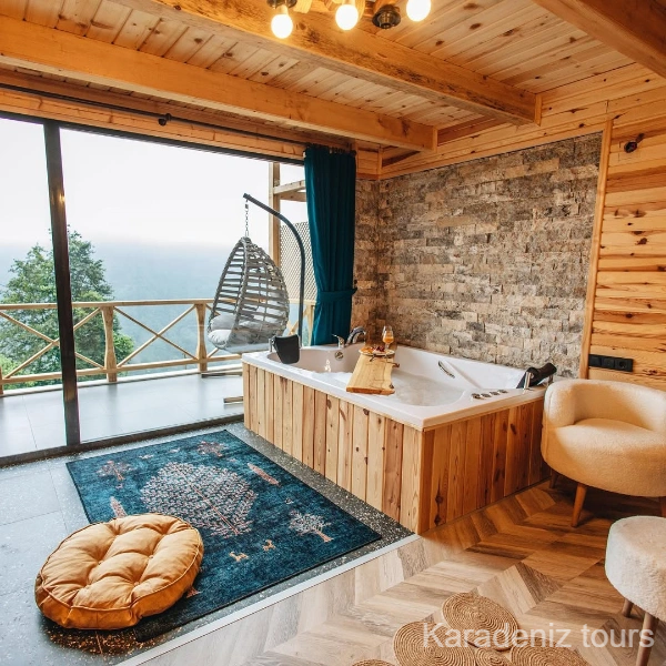 Rize Bungalov: Jakuzili & Şömineli - Keyfi Seyran Dubleks